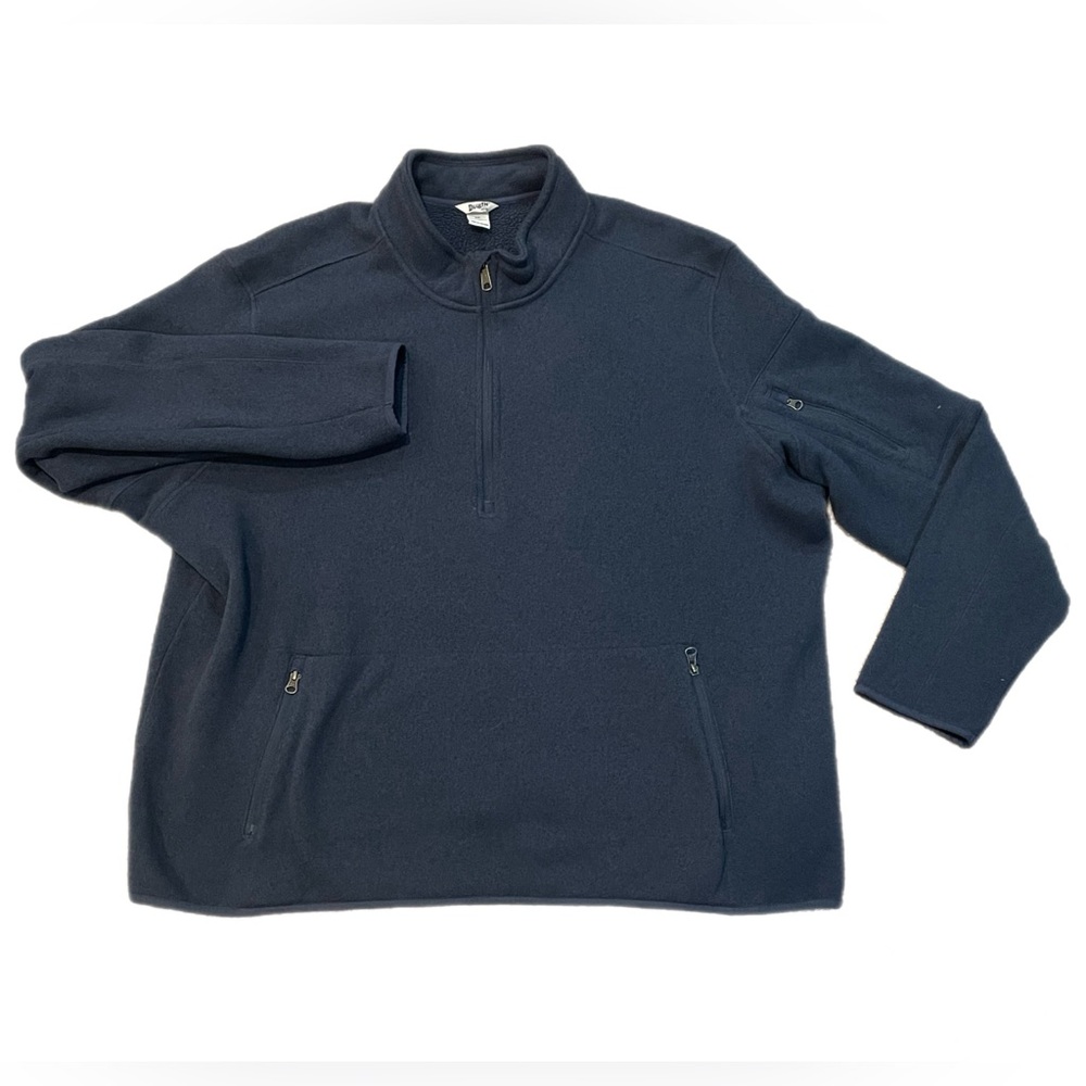 Duluth Trading Co Quarter Zip Blue Sweatshirt Fleece Big  Zip Pockets Men’s 3XL
